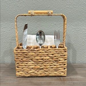 Vintage Woven Natural Utensil Holder
